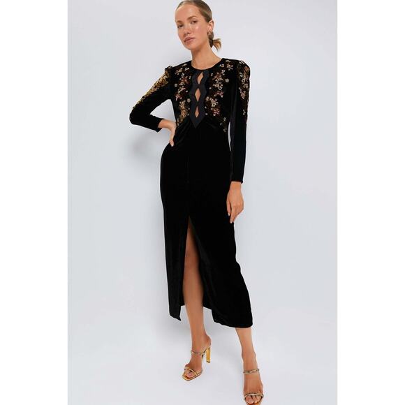 SALONI Black and Rosebay Jinx C Velvet Dress NWT 2 Tuckernuck $795 - Picture 5 of 5